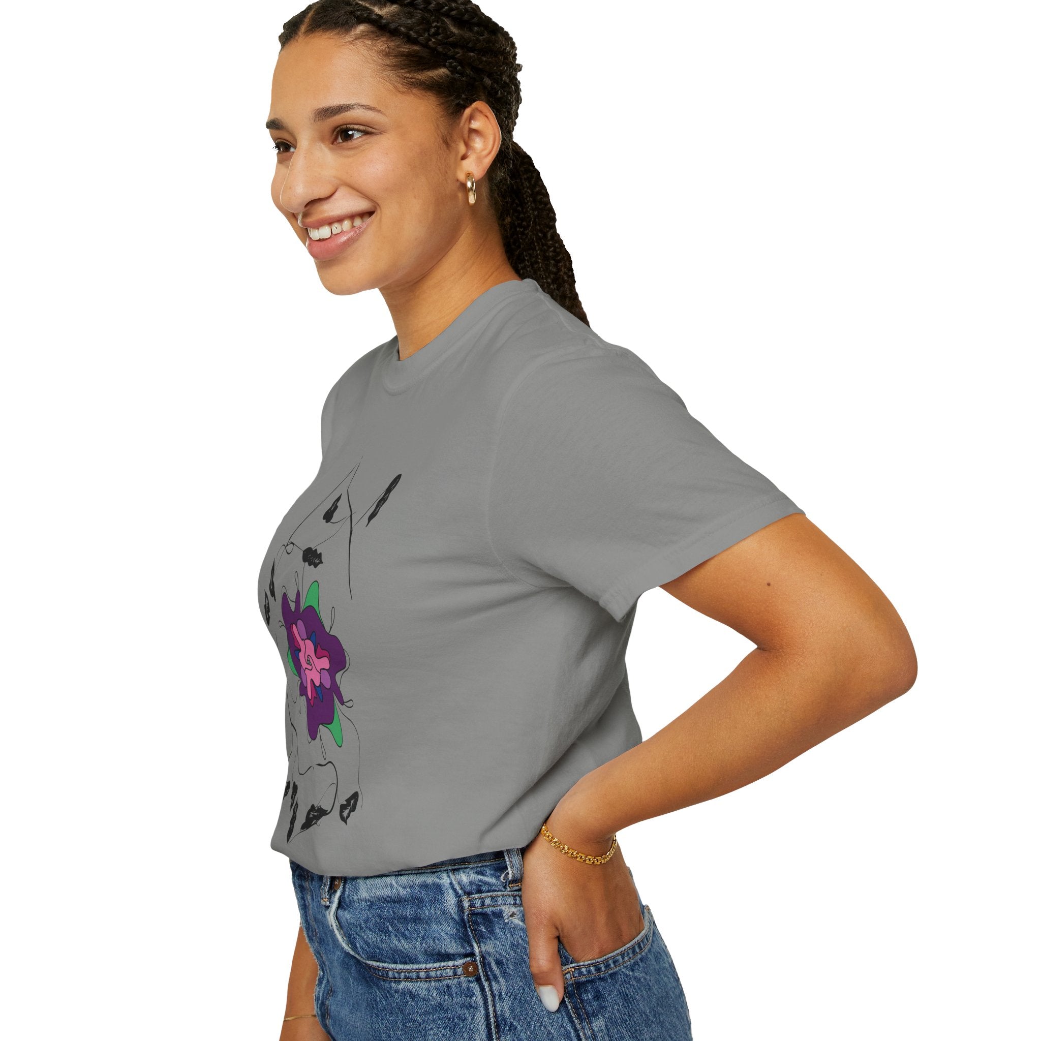 Floral Abstract Tee — Purple Bloom Graphic T-Shirt