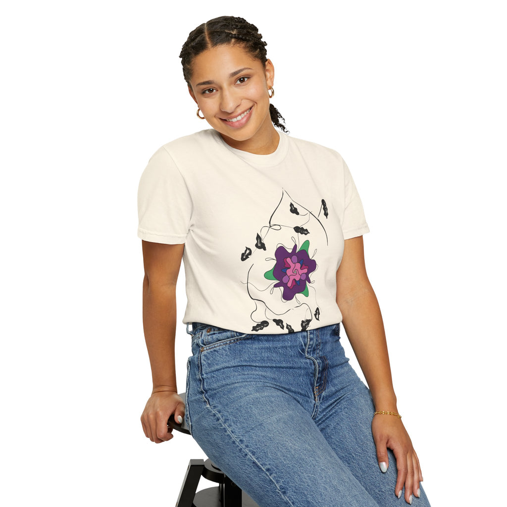 Floral Abstract Tee — Purple Bloom Graphic T-Shirt