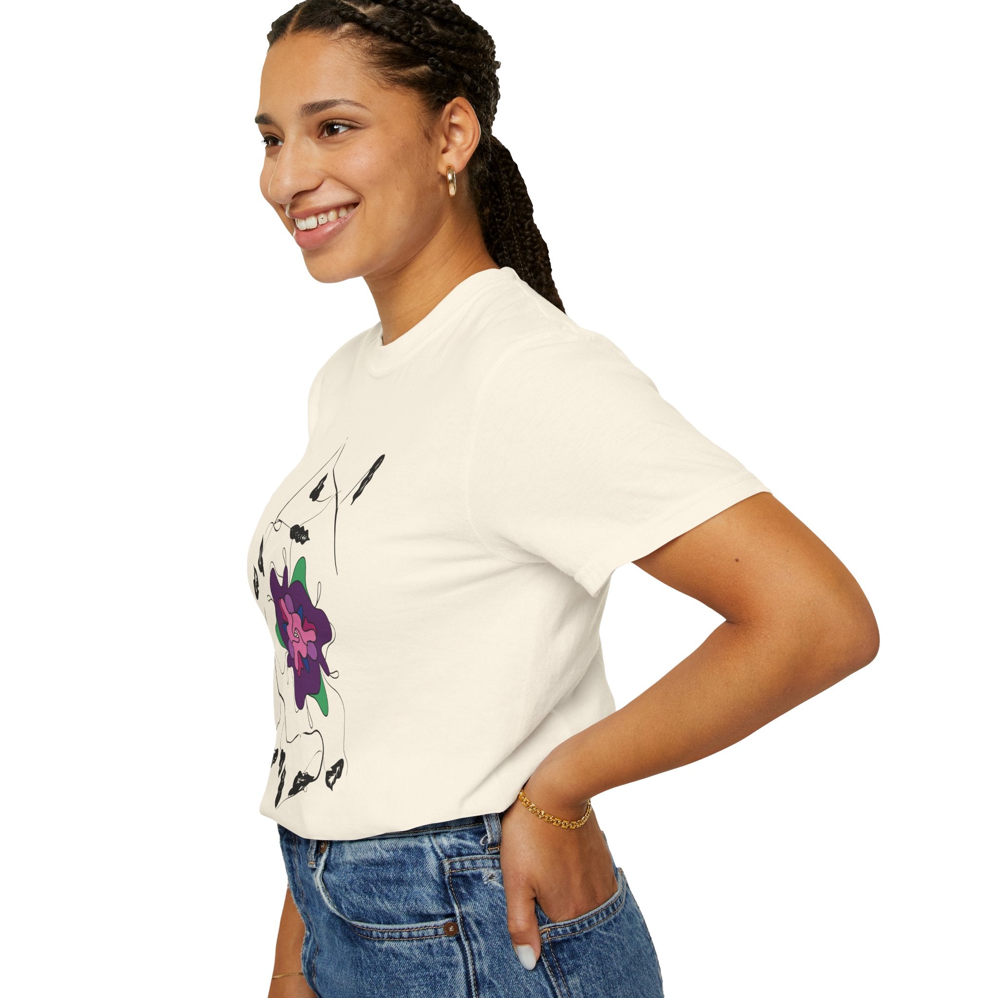 Floral Abstract Tee — Purple Bloom Graphic T-Shirt