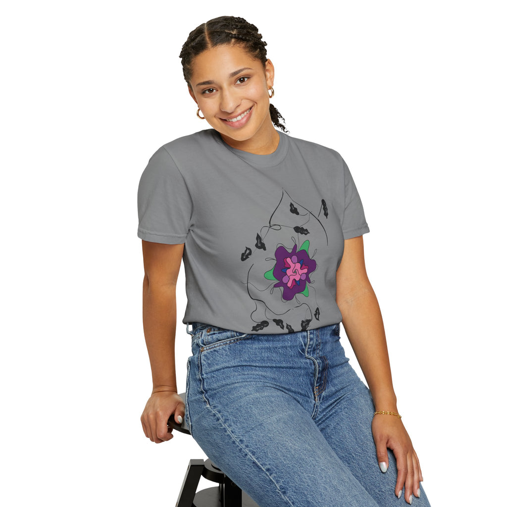 Floral Abstract Tee — Purple Bloom Graphic T-Shirt